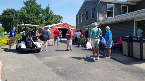 Golfers and carts